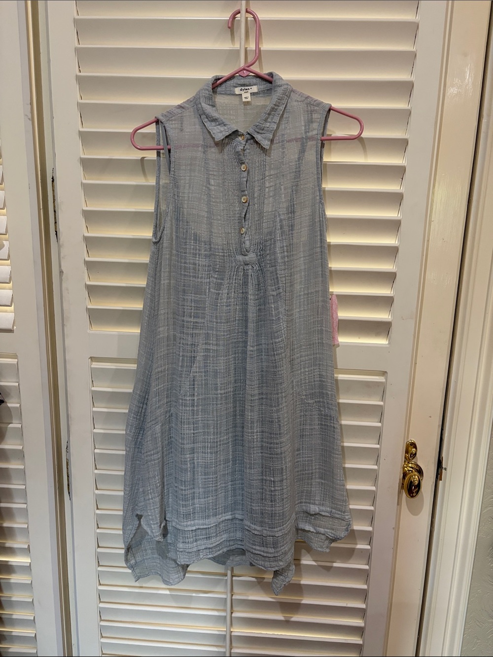 dylan pale blue gauzy button-front dress. Size small NWT